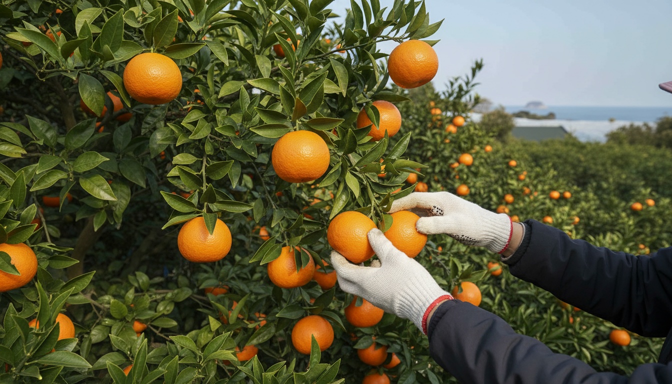 수확 작업 중인 농장 모습